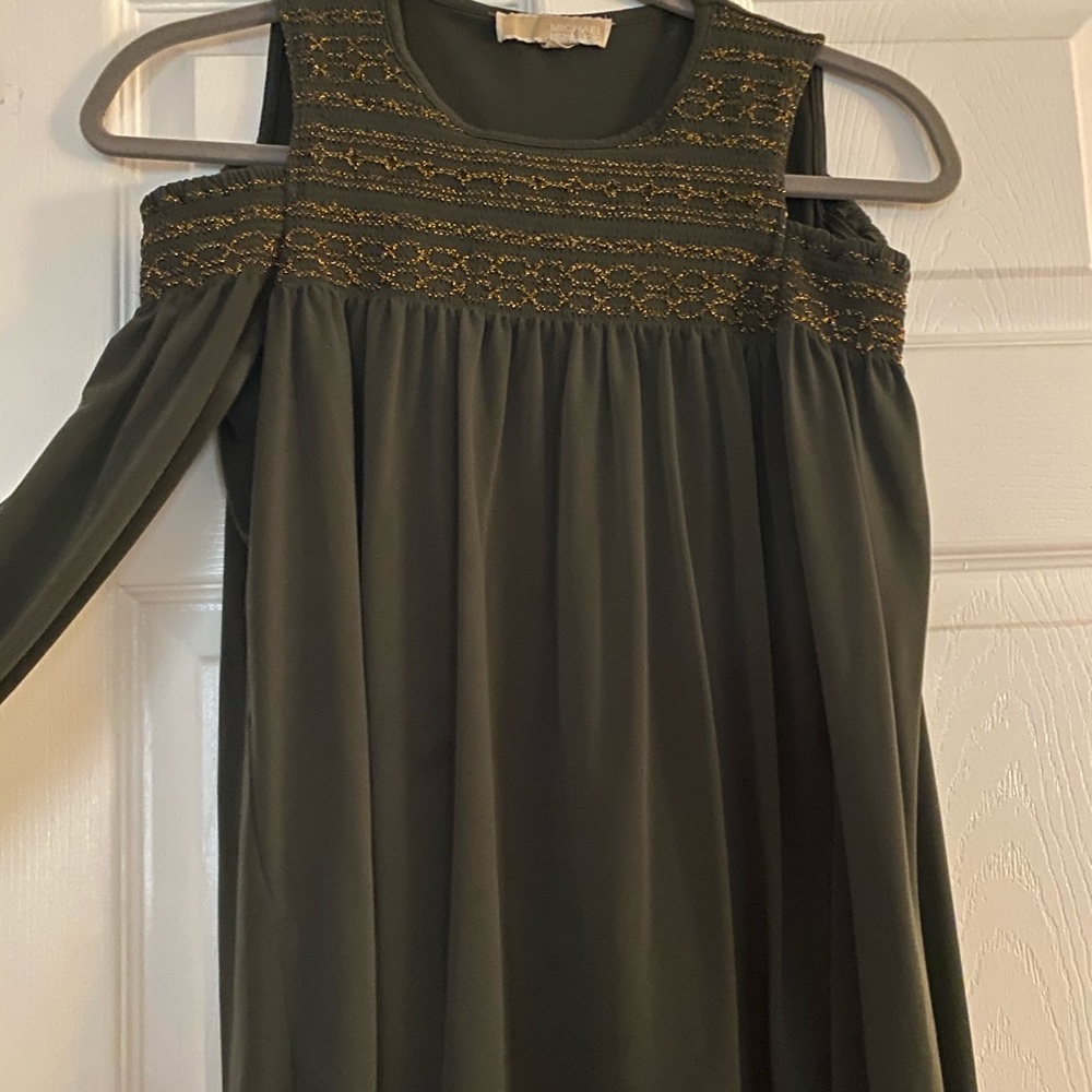 Michael Kors Cold Shoulder Olive Top